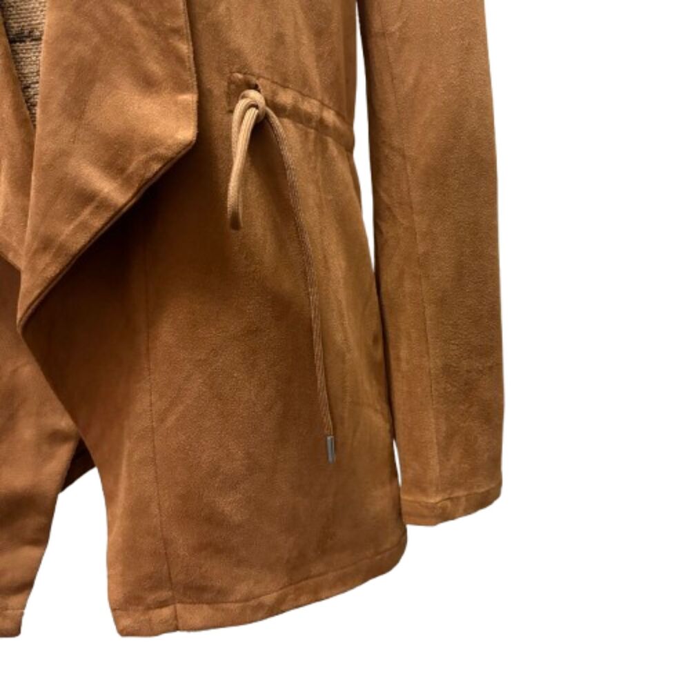 Thread & Supply Malva Jacket Camel Faux Suede Draped Open Front Boho Size Medium - Picture 2 of 5